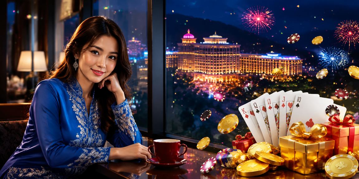 Pengguna berbaju kurung bermain permainan kad rummy di Genting Highlands Malaysia